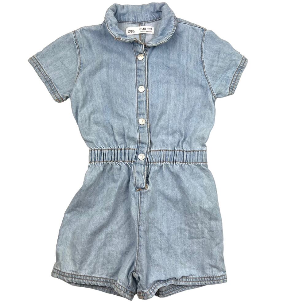 Zara Light Wash Denim Romper